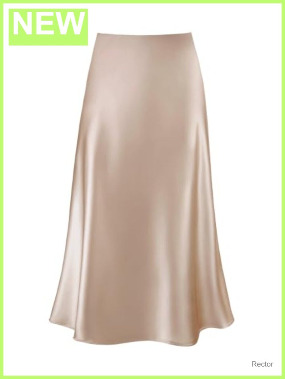 Satin Midi Skirt A-Line High Waist Fishtail Ruffle